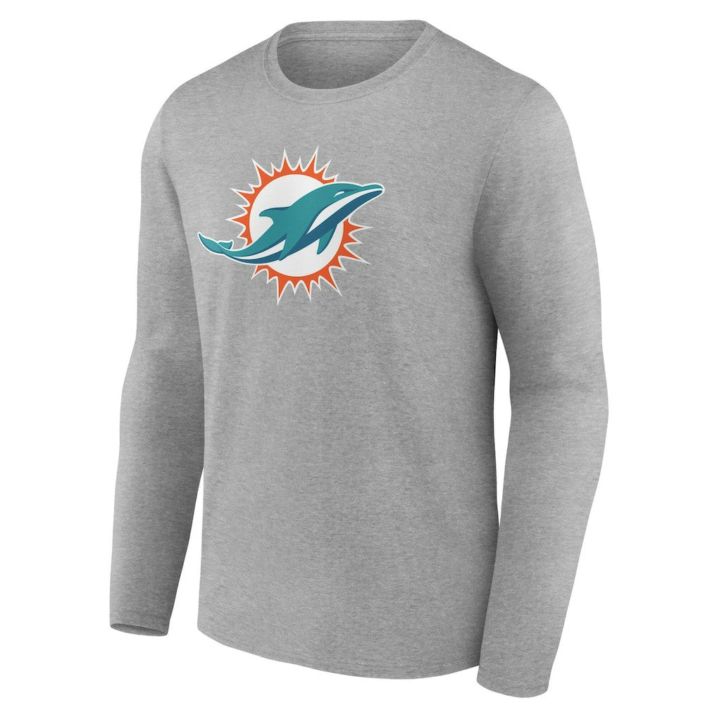 Miami Dolphins Team Authentic Personalized Name & Number Long Sleeve T-Shirt Gray