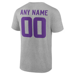 Minnesota Vikings Team Authentic Personalized Name & Number T-Shirt Gray
