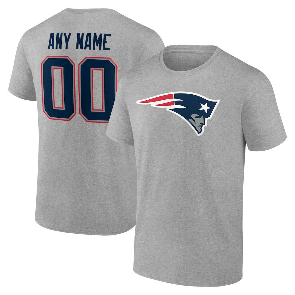 New England Patriots Team Authentic Personalized Name & Number T-Shirt Gray