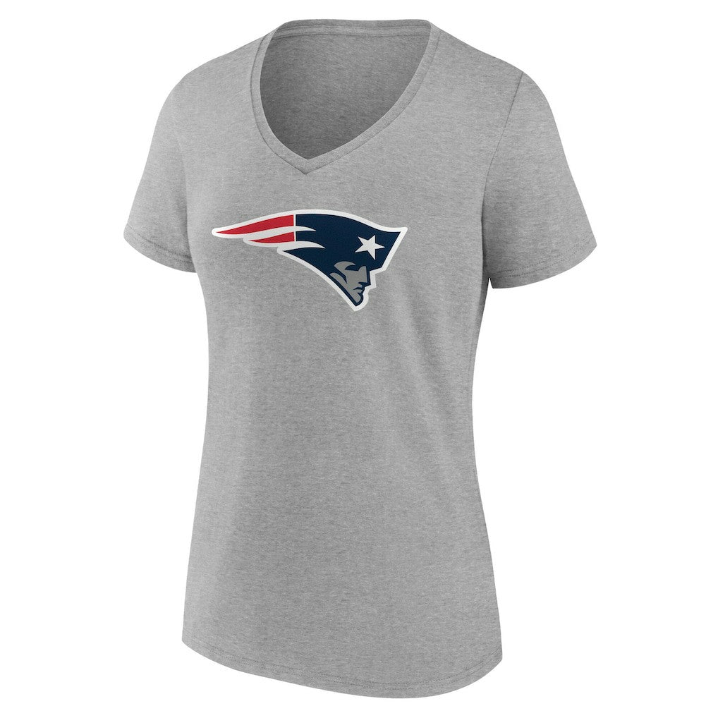 New England Patriots Women's Team Authentic Personalized Name & Number V-Neck T-Shirt Gray