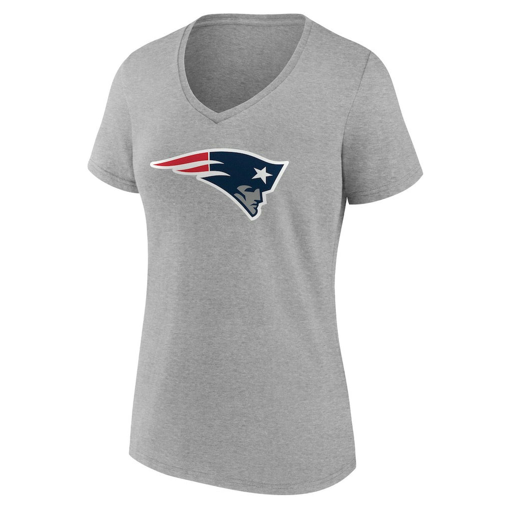 New England Patriots Women's Team Authentic Personalized Name & Number V-Neck T-Shirt Gray