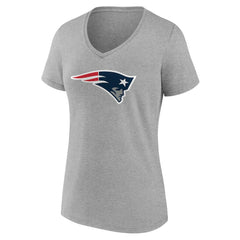 New England Patriots Women's Team Authentic Personalized Name & Number V-Neck T-Shirt Gray