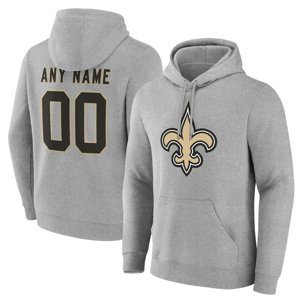 New Orleans Saints Team Authentic Personalized Name & Number Hoodie Gray