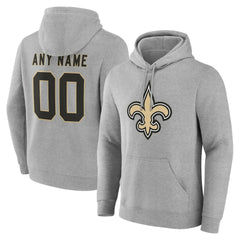 New Orleans Saints Team Authentic Personalized Name & Number Hoodie Gray