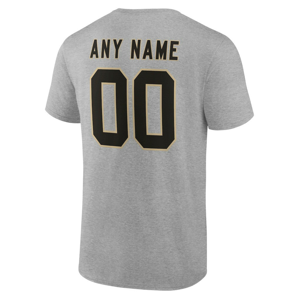 New Orleans Saints Team Authentic Personalized Name & Number T-Shirt Gray