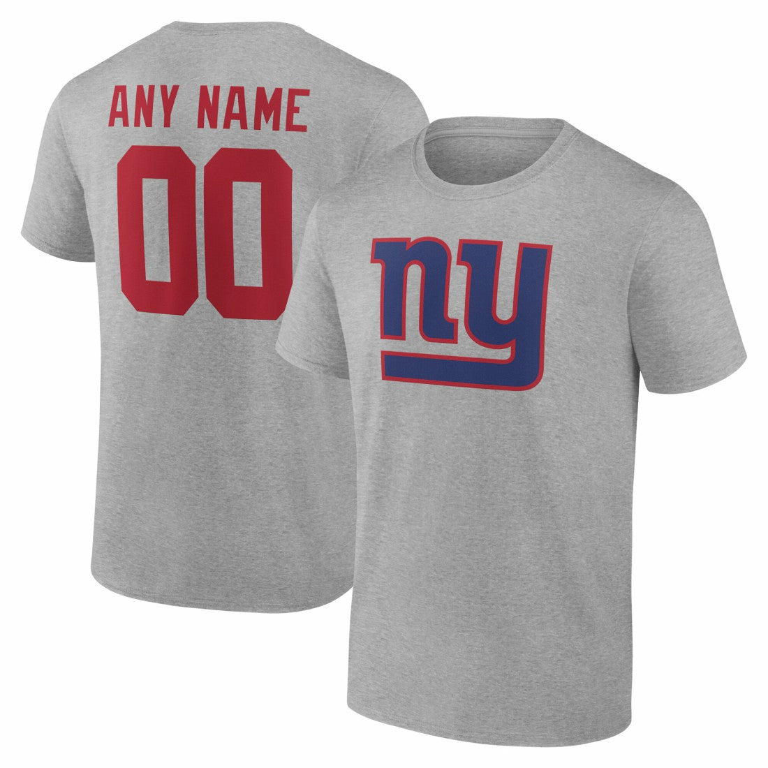 New York Giants Team Authentic Personalized Name & Number T-Shirt Gray