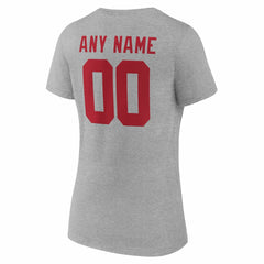 New York Giants Women's Team Authentic Personalized Name & Number V-Neck T-Shirt Gray