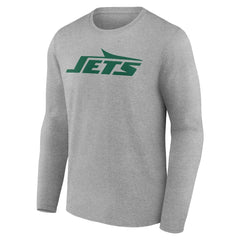 New York Jets Team Authentic Personalized Name & Number Long Sleeve T-Shirt Gray