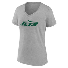 New York Jets Women's Team Authentic Personalized Name & Number V-Neck T-Shirt Gray