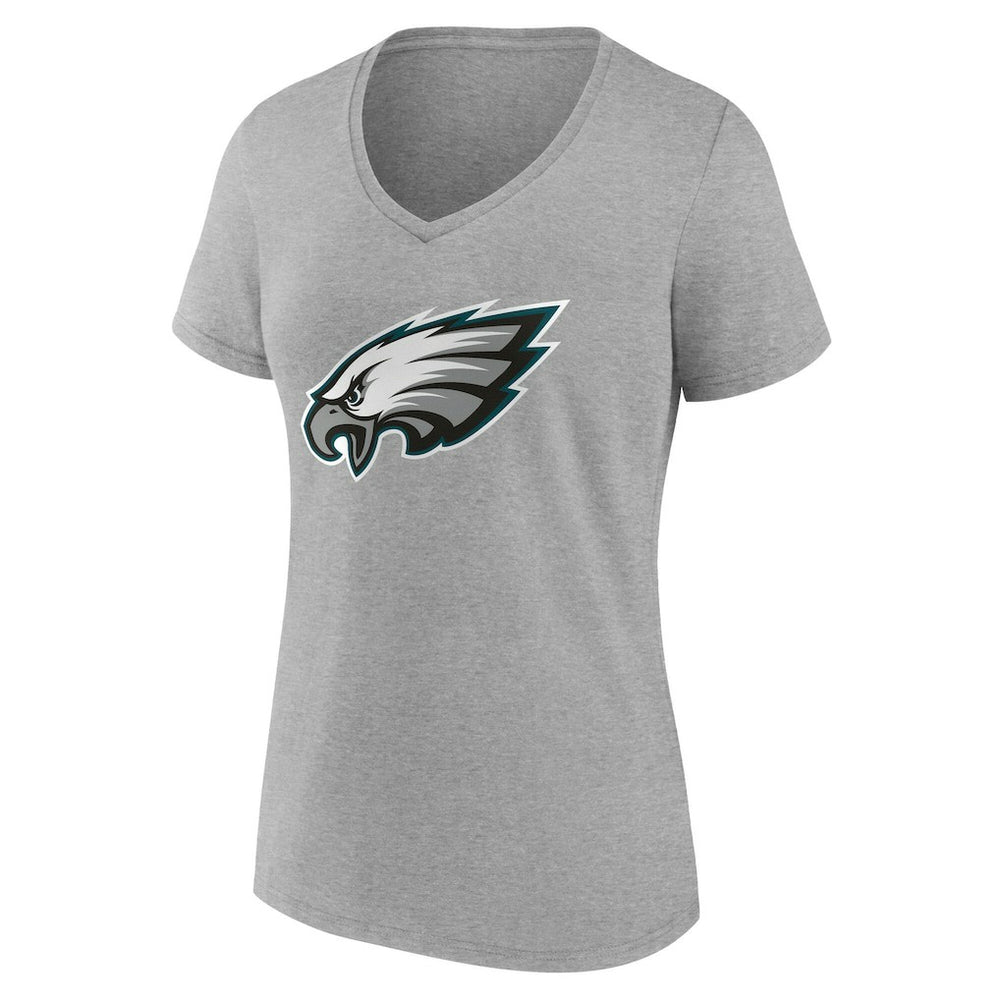 Philadelphia Eagles Women's Team Authentic Personalized Name & Number V-Neck T-Shirt Gray