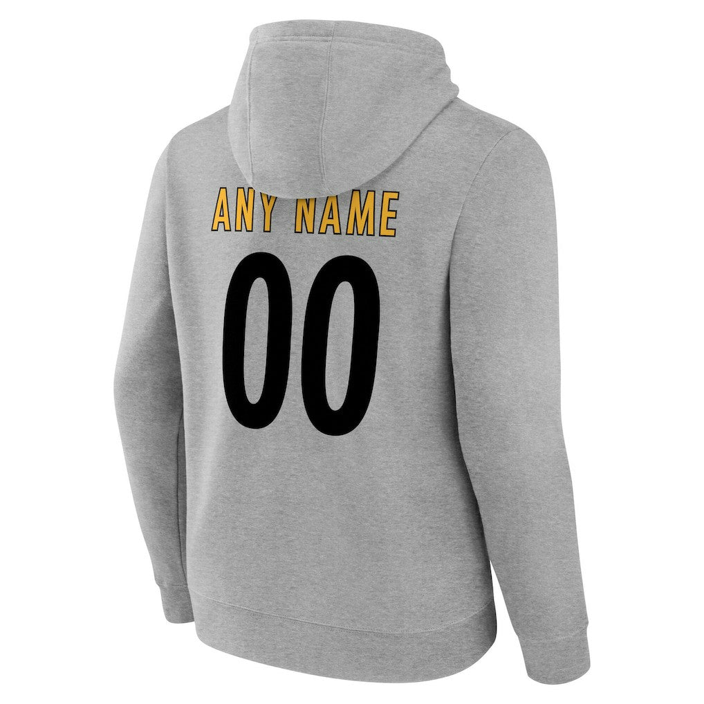 Pittsburgh Steelers Team Authentic Personalized Name & Number Hoodie Gray