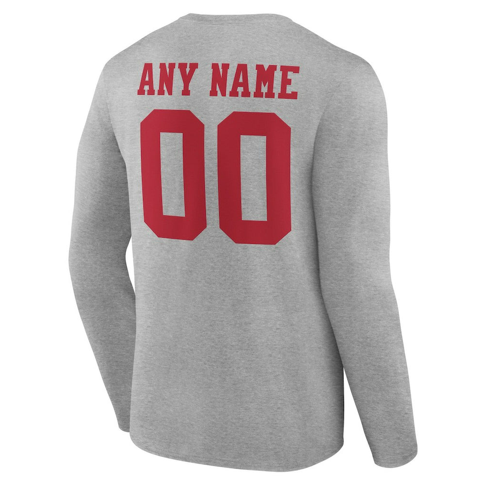 San Francisco 49ers Team Authentic Personalized Name & Number Long Sleeve T-Shirt Gray