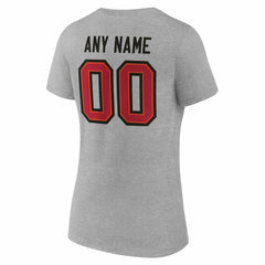 Tampa Bay Buccaneers Women's Team Authentic Personalized Name & Number V-Neck T-Shirt Gray