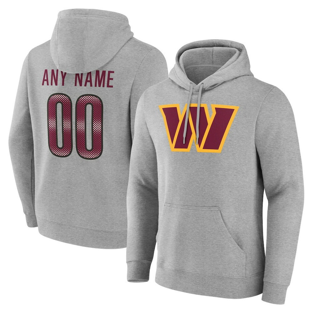 Washington Commanders Team Authentic Personalized Name & Number Hoodie Gray