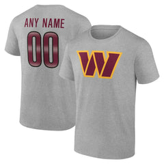 Washington Commanders Team Authentic Personalized Name & Number T-Shirt Gray