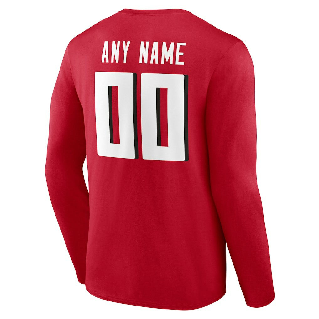 Atlanta Falcons Team Authentic Personalized Name & Number Long Sleeve T-Shirt Red