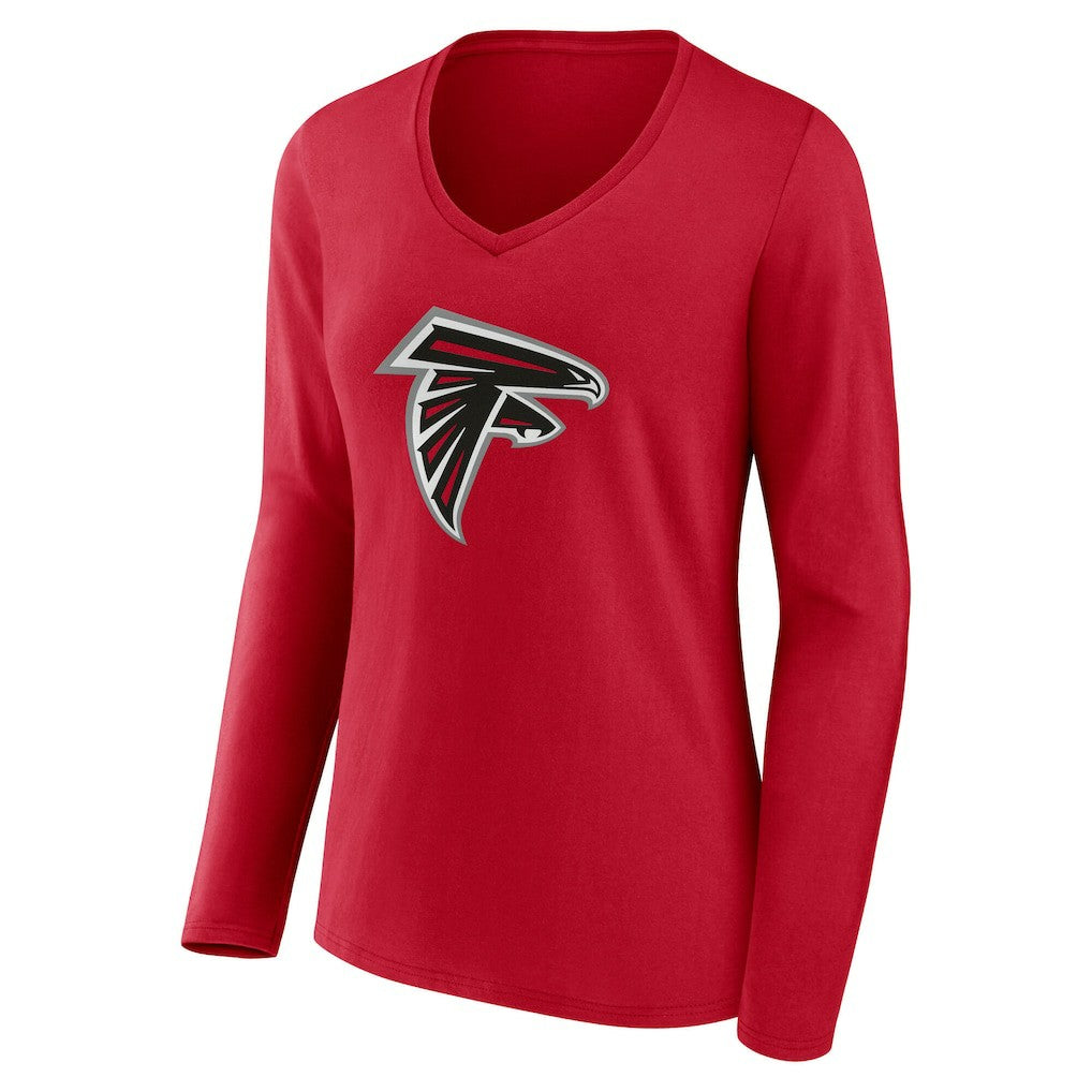 Atlanta Falcons Women's Team Authentic Personalized Name & Number Long Sleeve V-Neck T-Shirt Red