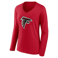 Atlanta Falcons Women's Team Authentic Personalized Name & Number Long Sleeve V-Neck T-Shirt Red
