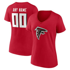 Atlanta Falcons Women's Team Authentic Personalized Name & Number V-Neck T-Shirt Red