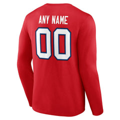 Buffalo Bills Team Authentic Personalized Name & Number Long Sleeve T-Shirt Red