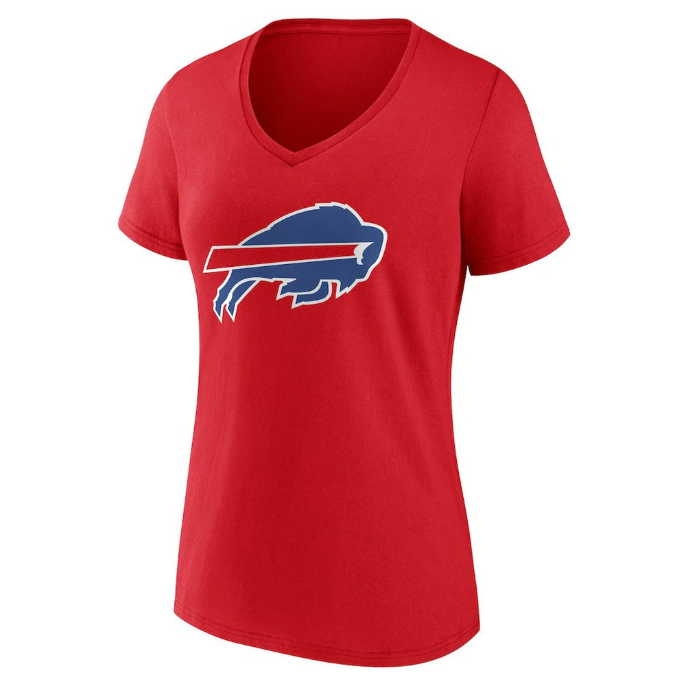 Buffalo Bills Women's Team Authentic Personalized Name & Number V-Neck T-Shirt Red
