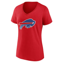 Buffalo Bills Women's Team Authentic Personalized Name & Number V-Neck T-Shirt Red