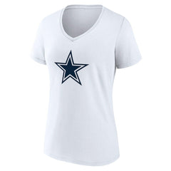 Dallas Cowboys Women's Team Authentic Personalized Name & Number V-Neck T-Shirt White
