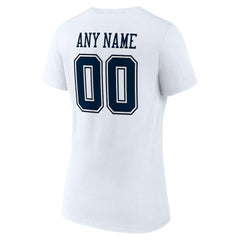 Dallas Cowboys Women's Team Authentic Personalized Name & Number V-Neck T-Shirt White