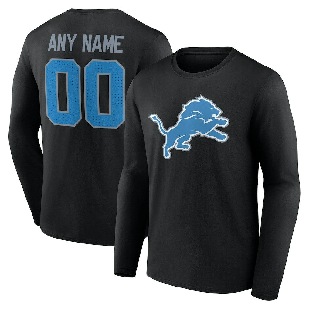 Detroit Lions Team Authentic Personalized Name & Number Long Sleeve T-Shirt Black