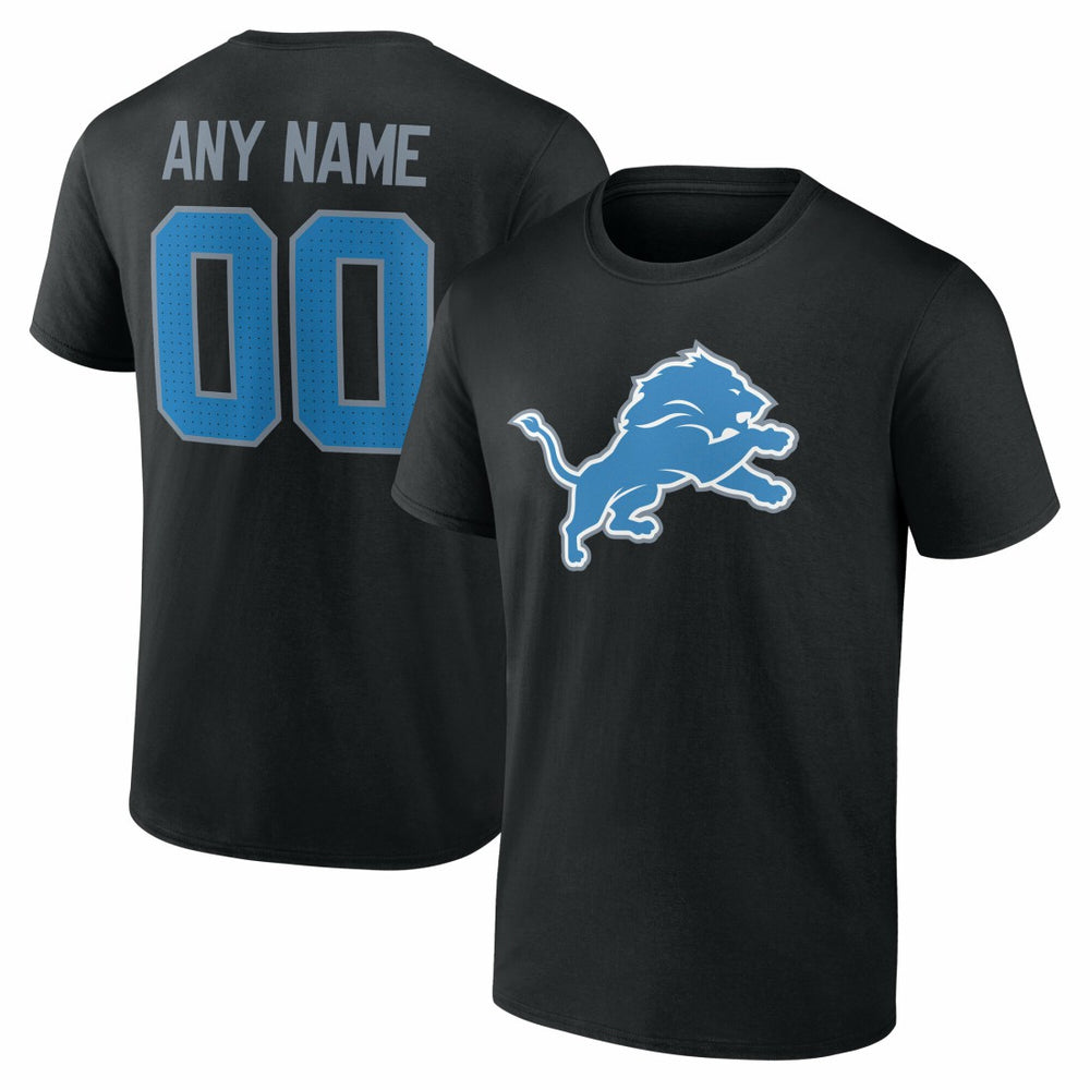 Detroit Lions Team Authentic Personalized Name & Number T-Shirt Black