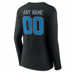 Detroit Lions Women's Team Authentic Personalized Name & Number Long Sleeve V-Neck T-Shirt Black