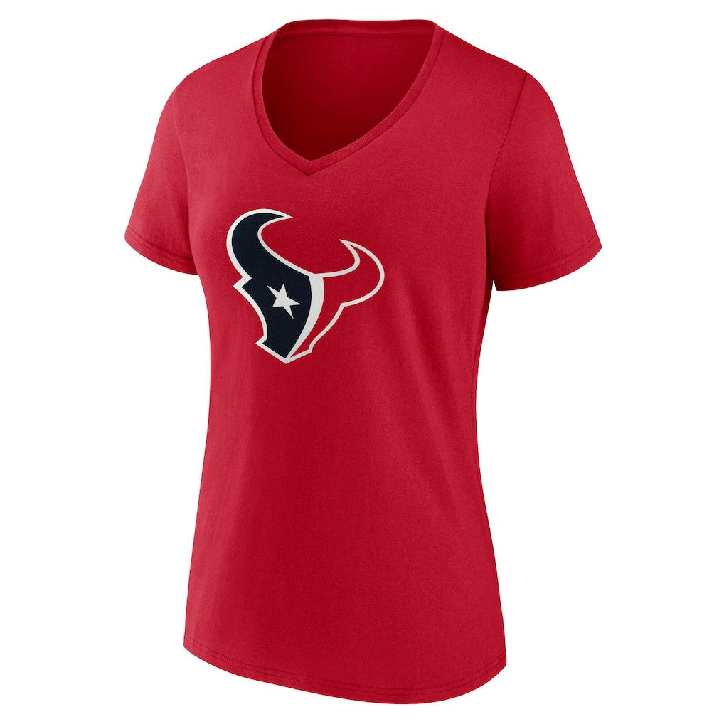 Houston Texans Women's Team Authentic Personalized Name & Number V-Neck T-Shirt Red
