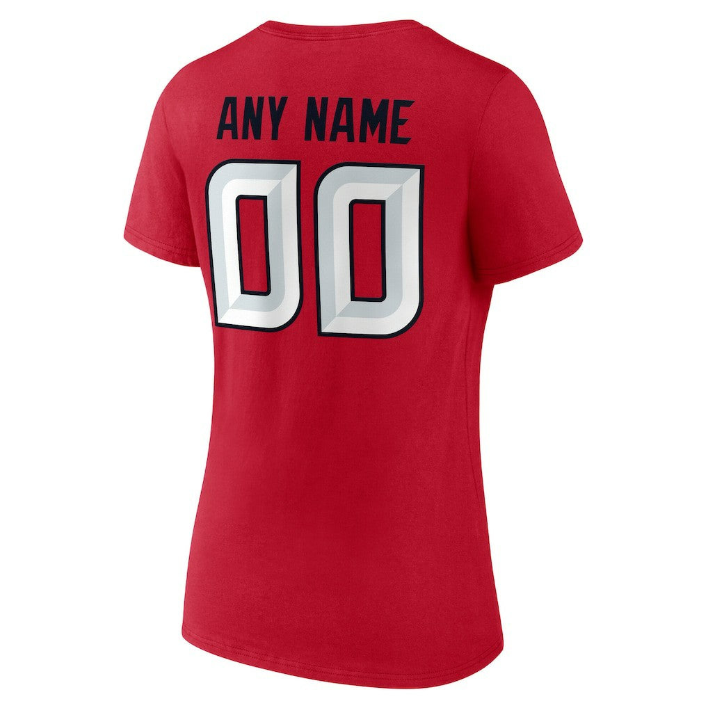 Houston Texans Women's Team Authentic Personalized Name & Number V-Neck T-Shirt Red