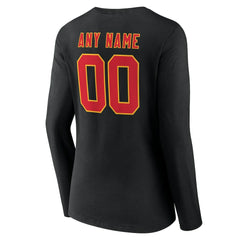 Kansas City Chiefs Women's Team Authentic Personalized Name & Number Long Sleeve V-Neck T-Shirt Black