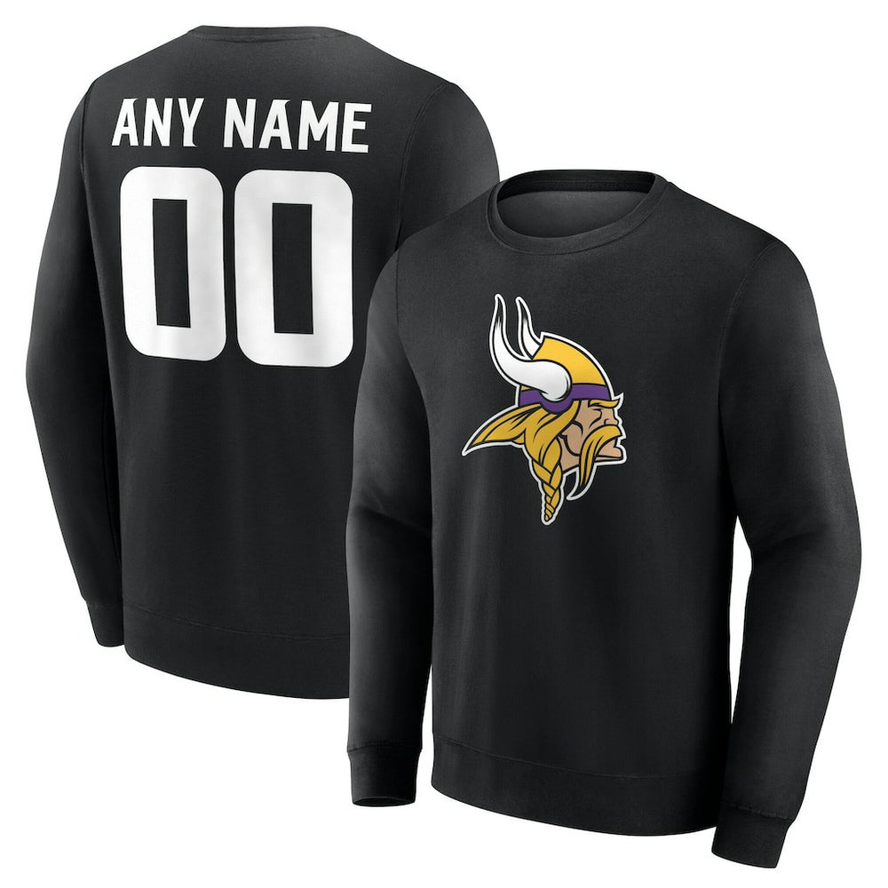 Minnesota Vikings Team Authentic Personalized Name & Number Sweatshirt Black