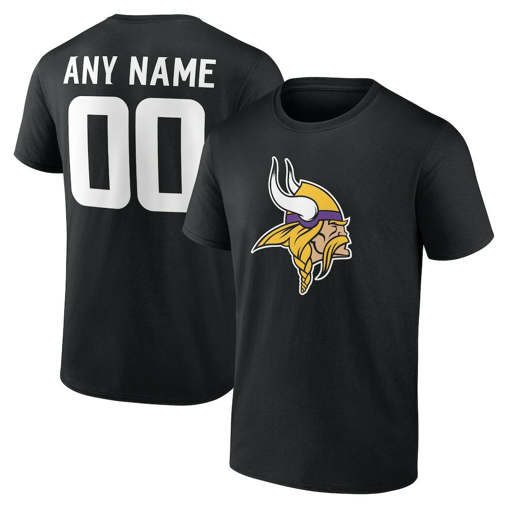 Minnesota Vikings Team Authentic Personalized Name & Number T-Shirt Black