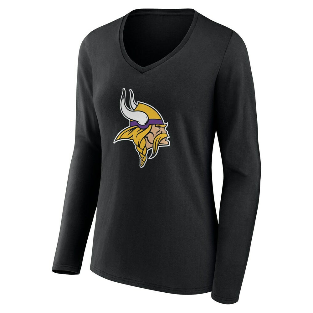 Minnesota Vikings Women's Team Authentic Personalized Name & Number Long Sleeve V-Neck T-Shirt Black