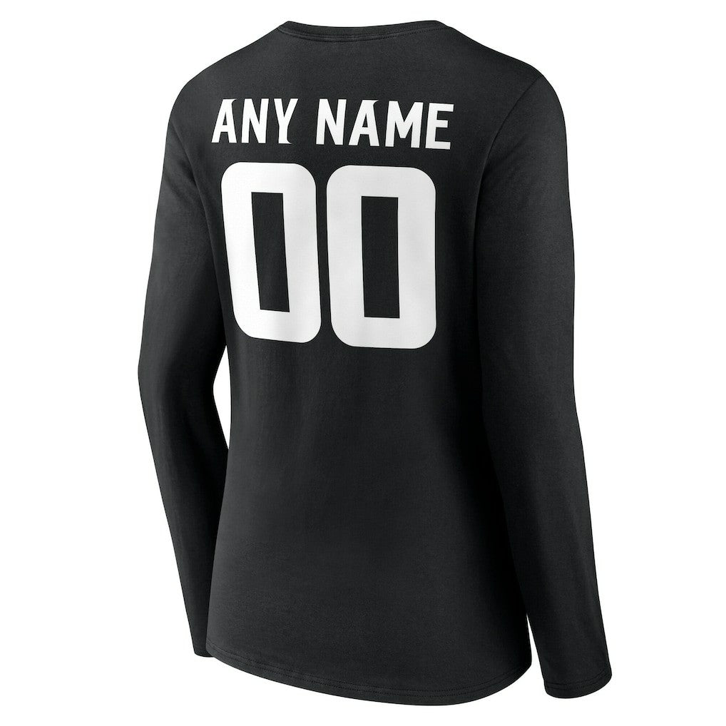 Minnesota Vikings Women's Team Authentic Personalized Name & Number Long Sleeve V-Neck T-Shirt Black