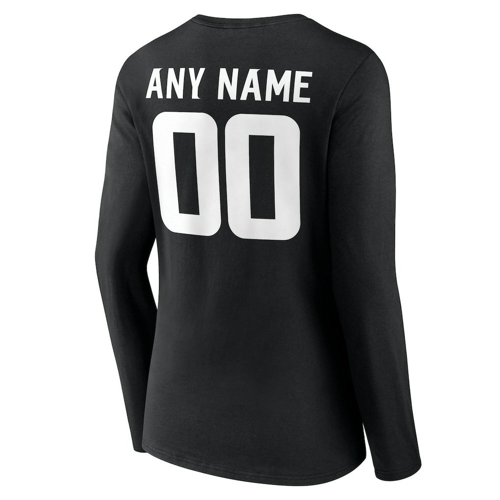 Minnesota Vikings Women's Team Authentic Personalized Name & Number Long Sleeve V-Neck T-Shirt Black