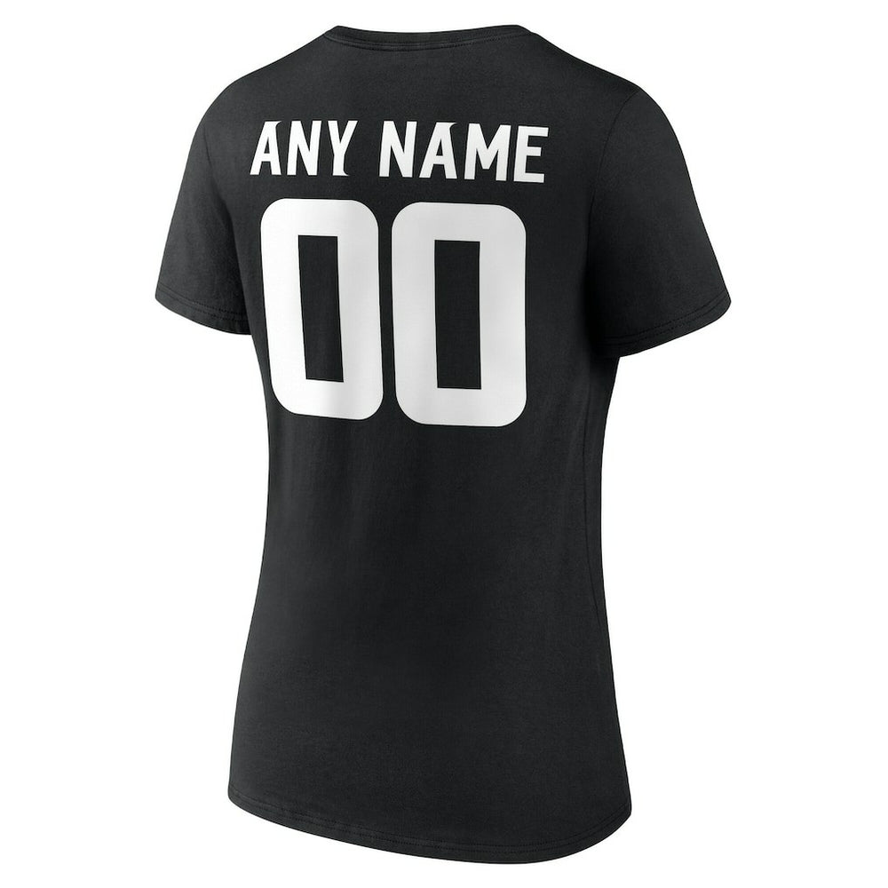 Minnesota Vikings Women's Team Authentic Personalized Name & Number V-Neck T-Shirt Black