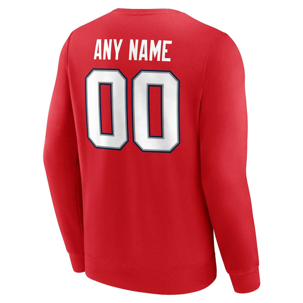 New England Patriots Team Authentic Personalized Name & Number Sweatshirt Red
