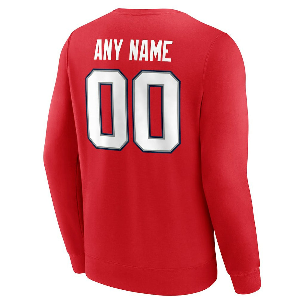 New England Patriots Team Authentic Personalized Name & Number Sweatshirt Red