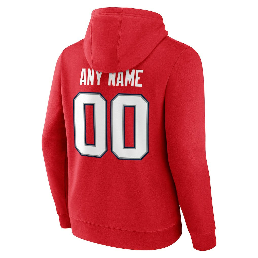 New England Patriots Team Authentic Personalized Name & Number Hoodie Red