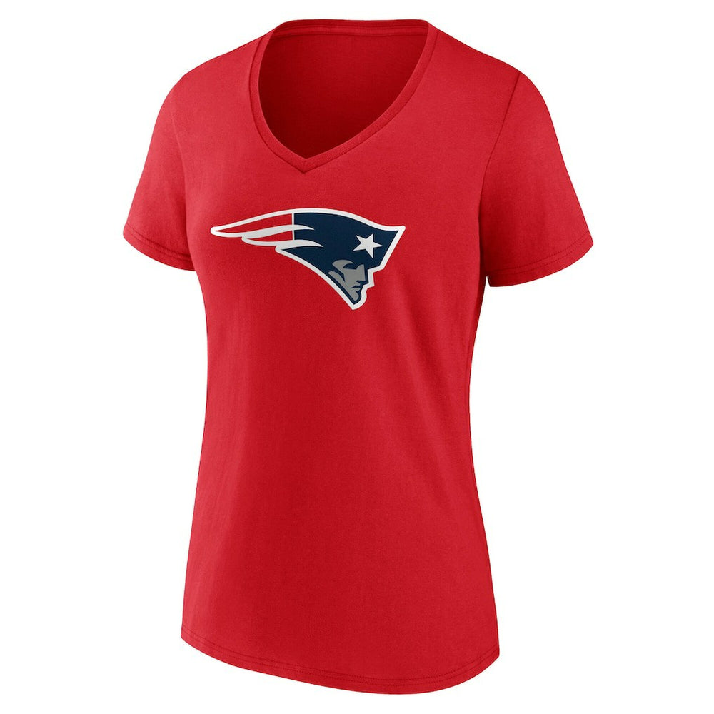 New England Patriots Women's Team Authentic Personalized Name & Number V-Neck T-Shirt Red