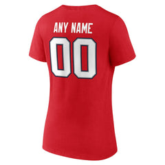 New England Patriots Women's Team Authentic Personalized Name & Number V-Neck T-Shirt Red