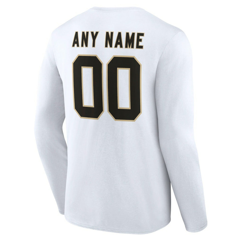 New Orleans Saints Team Authentic Personalized Name & Number Long Sleeve T-Shirt White