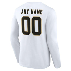 New Orleans Saints Team Authentic Personalized Name & Number Long Sleeve T-Shirt White
