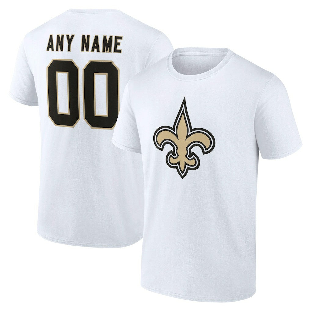 New Orleans Saints Team Authentic Personalized Name & Number T-Shirt White