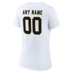 New Orleans Saints Women's Team Authentic Personalized Name & Number V-Neck T-Shirt White