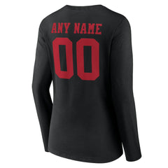 San Francisco 49ers Women's Team Authentic Personalized Name & Number Long Sleeve V-Neck T-Shirt Black